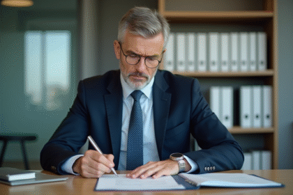 Homme d'affaires en costume dans un bureau moderne