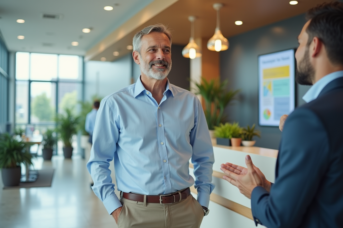 Homme en conseil retraite au guichet bancaire