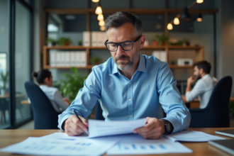 Homme d'affaires en réunion dans un bureau moderne