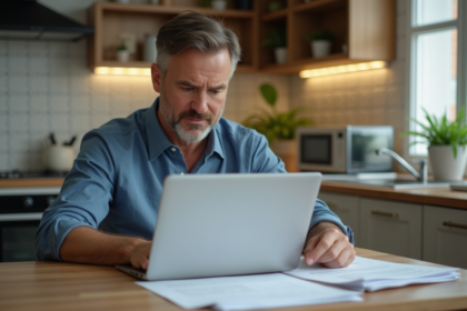 Homme d'âge moyen en tenue décontractée dans une cuisine moderne
