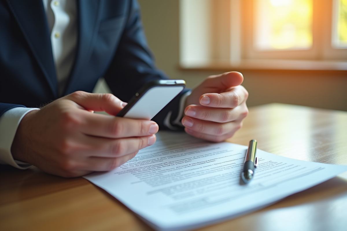 Mains tenant un smartphone avec email d